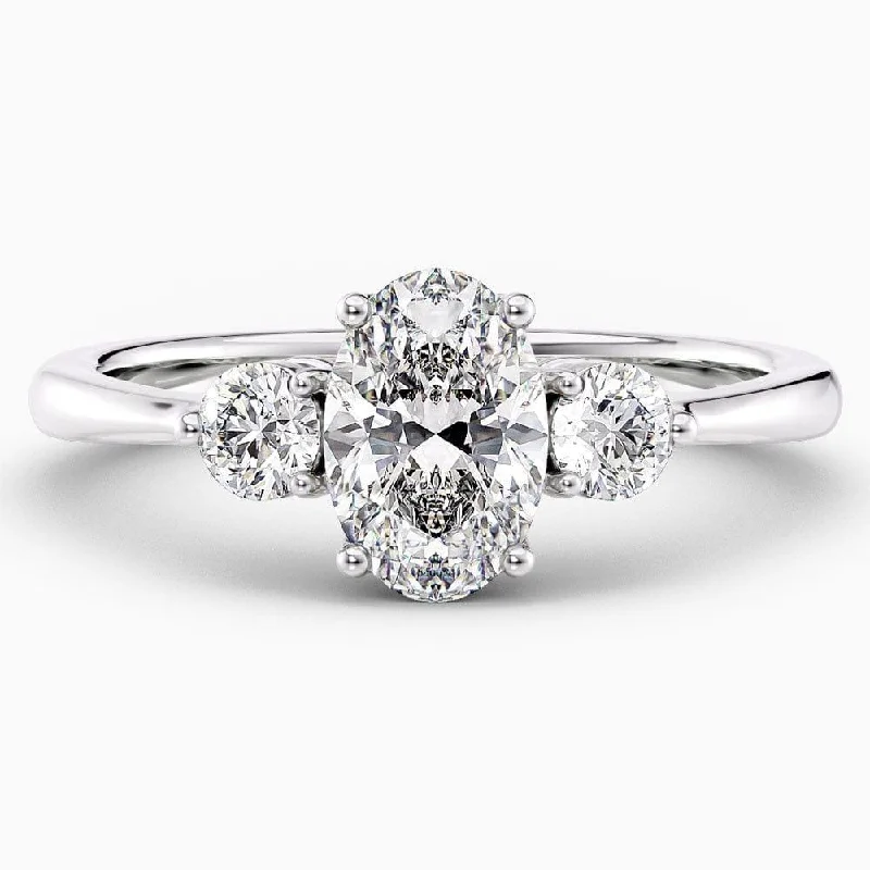 women's romantic engagement rings-1.30 Carat Oval Cut Three Stone Natural Diamond Engagement Ring GIA Certified