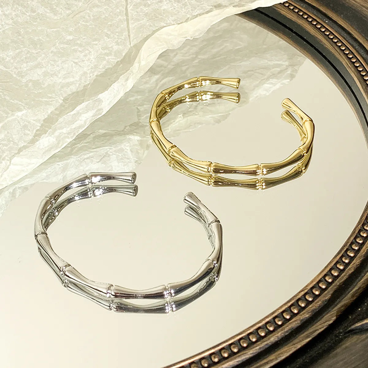 women's custom bangles-Basic Classic Style Bamboo Copper Plating 18k Gold Plated Silver Plated Bangle