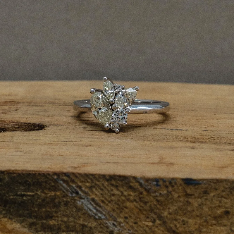 women's custom gemstone engagement rings-Statement Cluster Diamond Ring