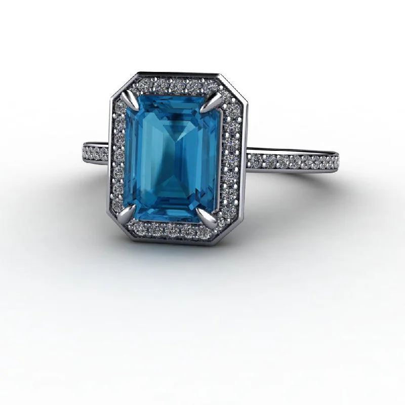 women's wedding engagement diamond rings-2.24 ctw London Blue Topaz Engagement Ring