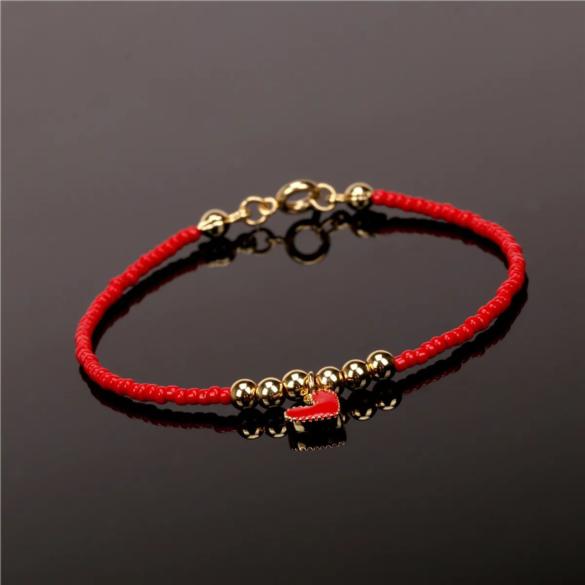 women's romantic bracelets-Fashion Design Heart-shaped Dripping Oil Beads Bracelet