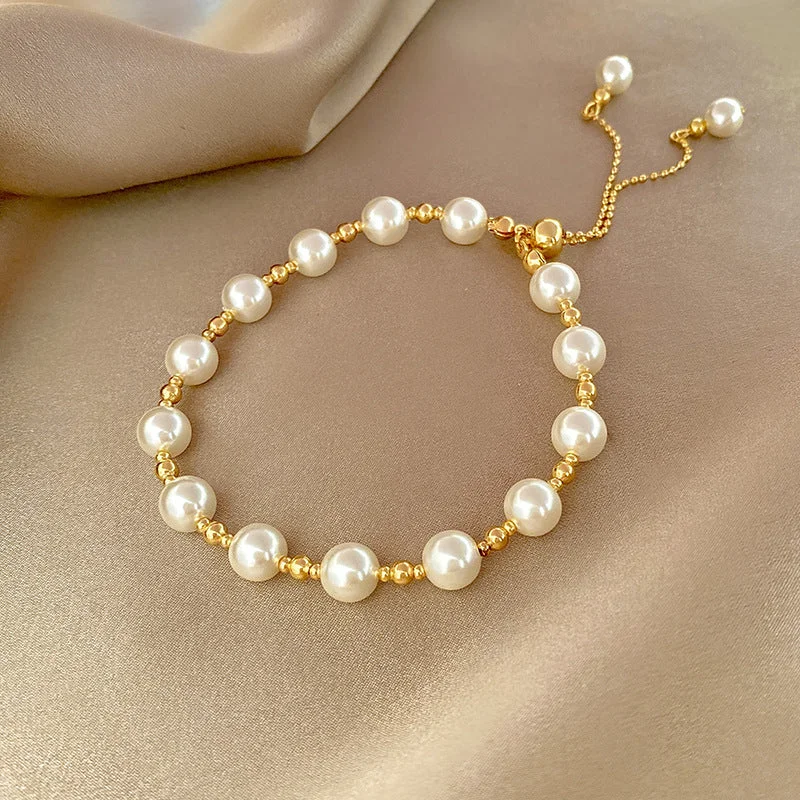 Pearl Double-Layer Bracelet-S330 Gold