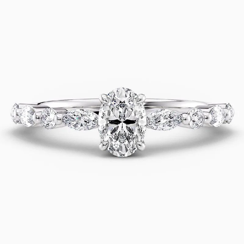 women's heart-shaped diamond engagement rings-1.50 Carat Oval Cut Shared Prong Natural Diamond Engagement Ring GIA Certified