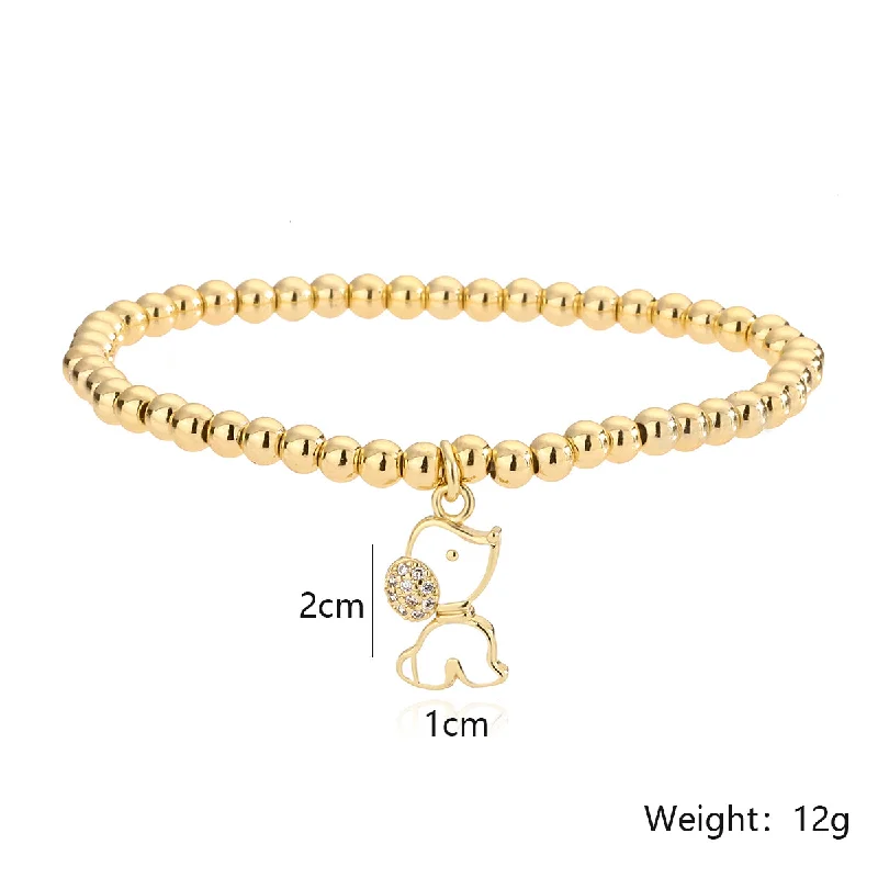 women's bracelet sets-Simple Style Commute Dog Copper 18k Gold Plated Zircon Bracelets In Bulk