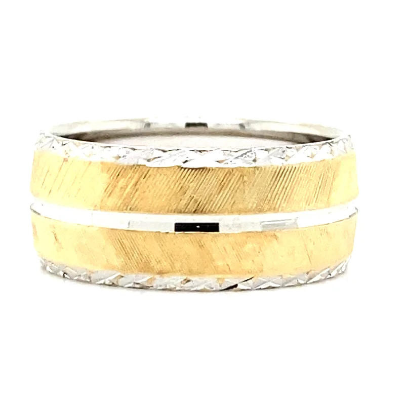 women's princess cut engagement rings-Estate Two-Tone Wedding Band