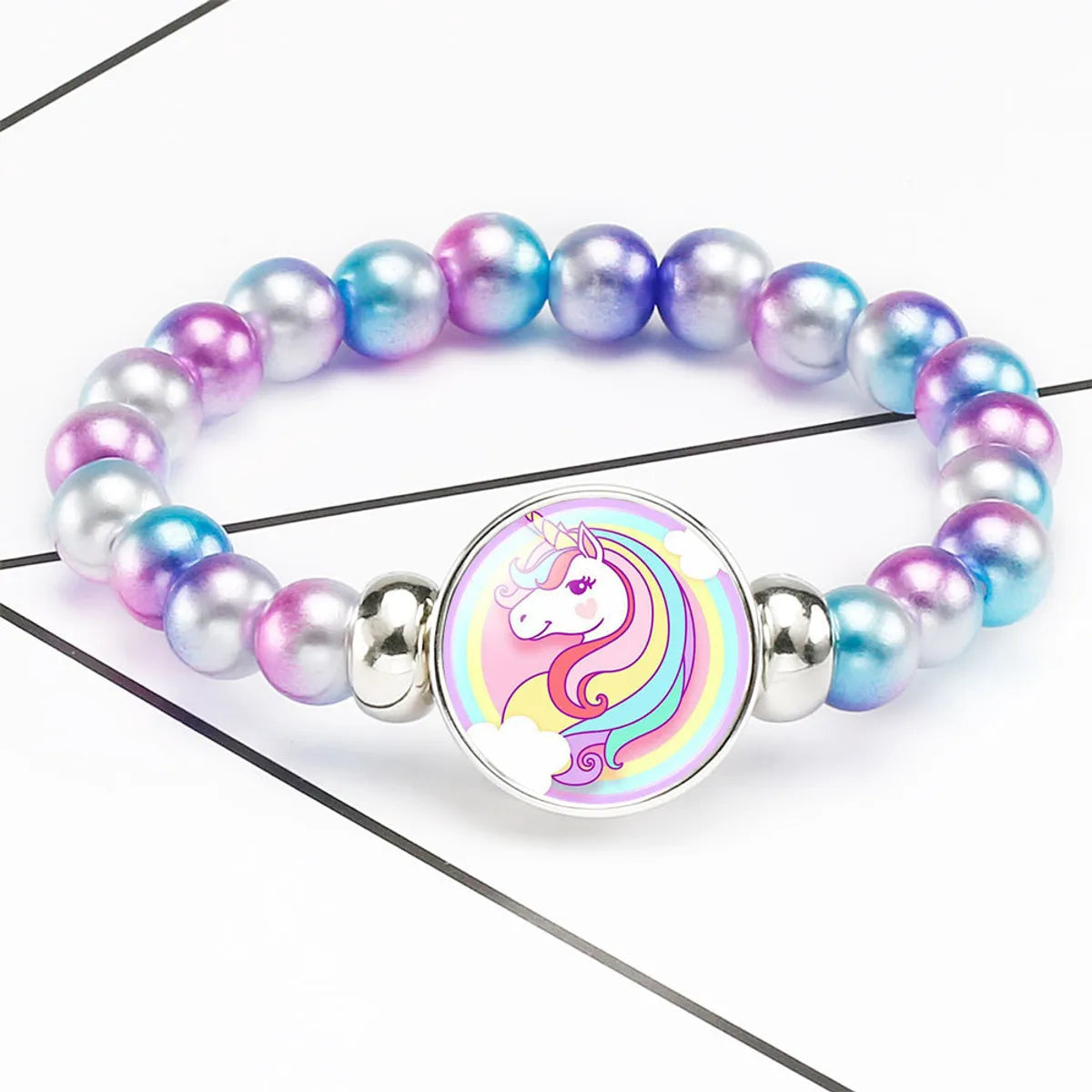 women's gold charm bracelets-New Accessories Children's Cartoon Unicorn String Jewelry Bracelet