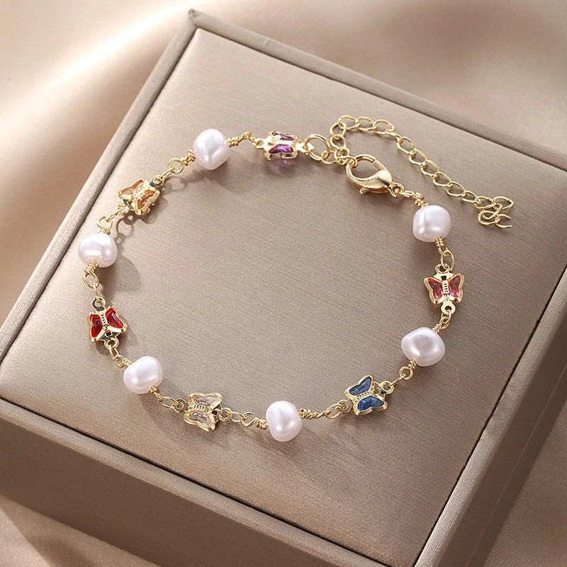 Colorized Butterfly Pearl Bracelet