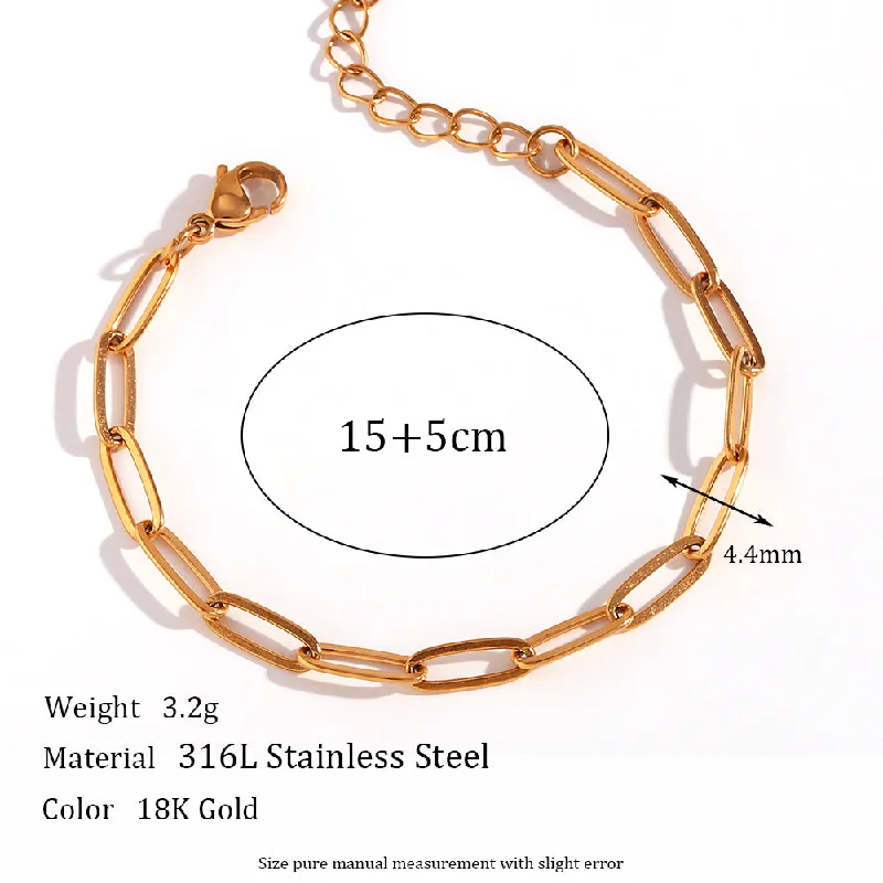 4.4mm Clip Chain-Gold Cross Bracelet-15cm+5cm