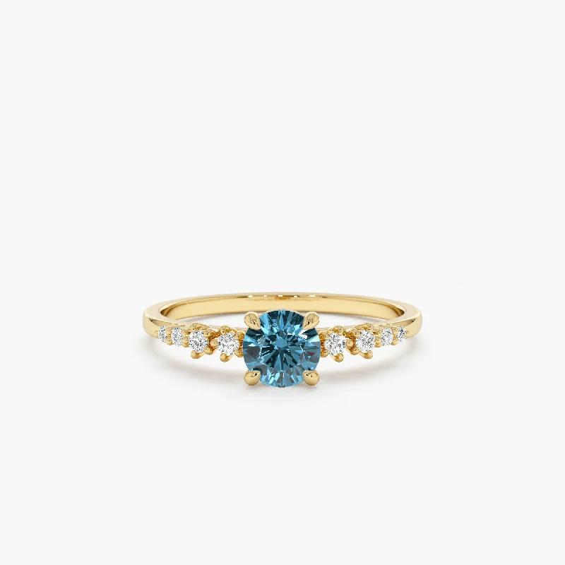 women's bridal engagement rings-London Blue Topaz Diamond Engagement Ring, Aqua