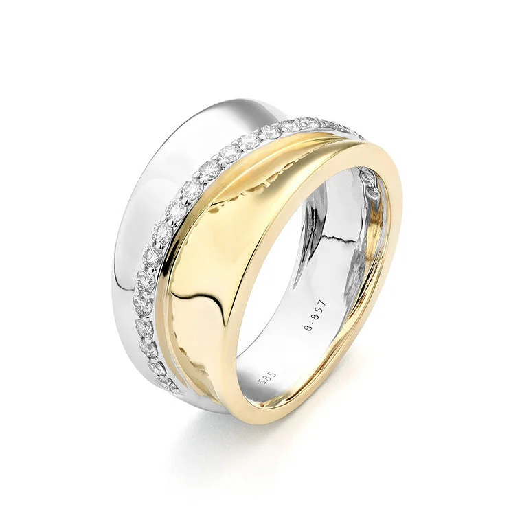 women's halo engagement rings with diamonds-14K Yellow & White Gold Diamond Ring