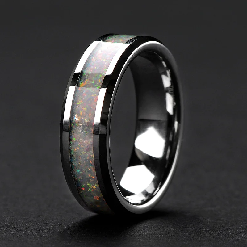 women's minimalistic engagement rings-Tungsten Ring Wedding Band for Men - 8mm