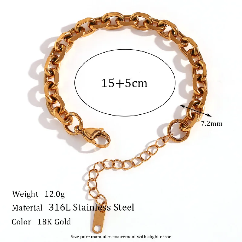 7.2mm Cross Batch Angle Chain-Gold Cross Bracelet-15cm+5cm