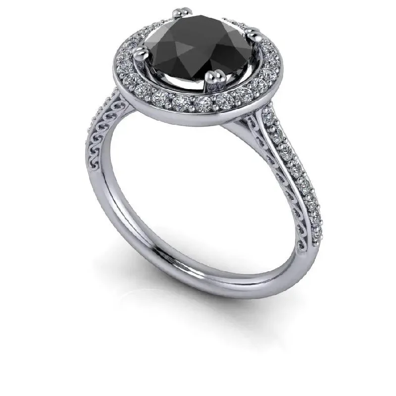 women's white gold engagement rings-Black Diamond Ring 1.77 CTW