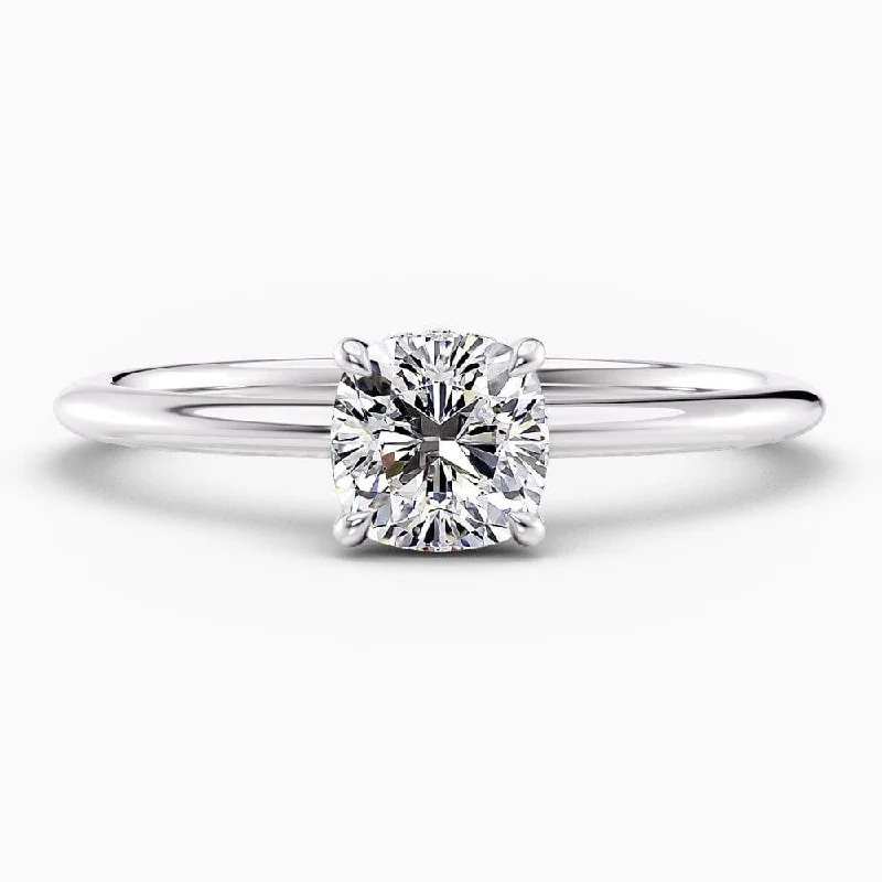 women's sparkling engagement rings-1.10 Carat Cushion Cut Hidden Halo Solitaire Natural Diamond Engagement Ring GIA Certified