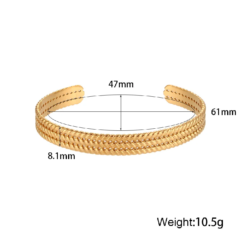 Adjustable Opening Three-Layer Wheat Pattern Bracelet-Gold