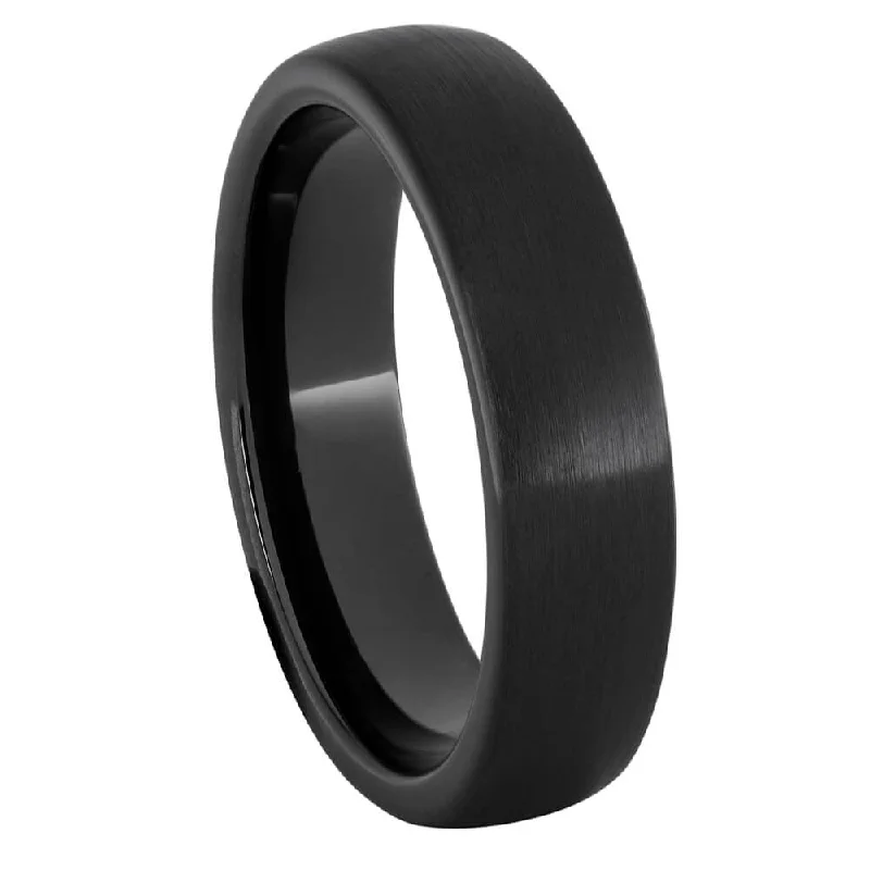 women's silver stacking rings-Matte Black Ceramic Ring for Women