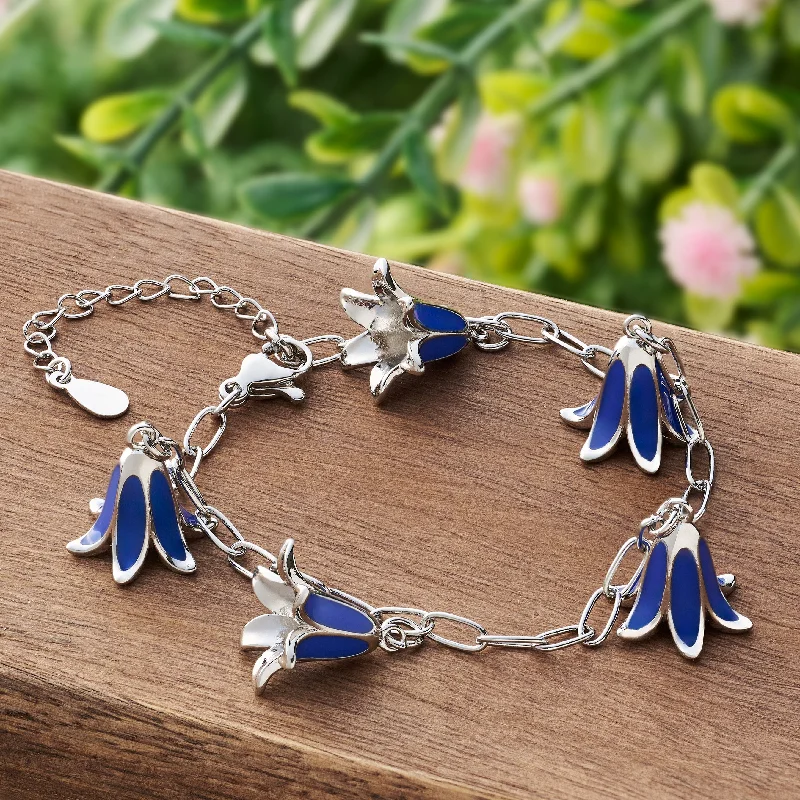 women's simple bangles-Bluebell Flower Bracelet