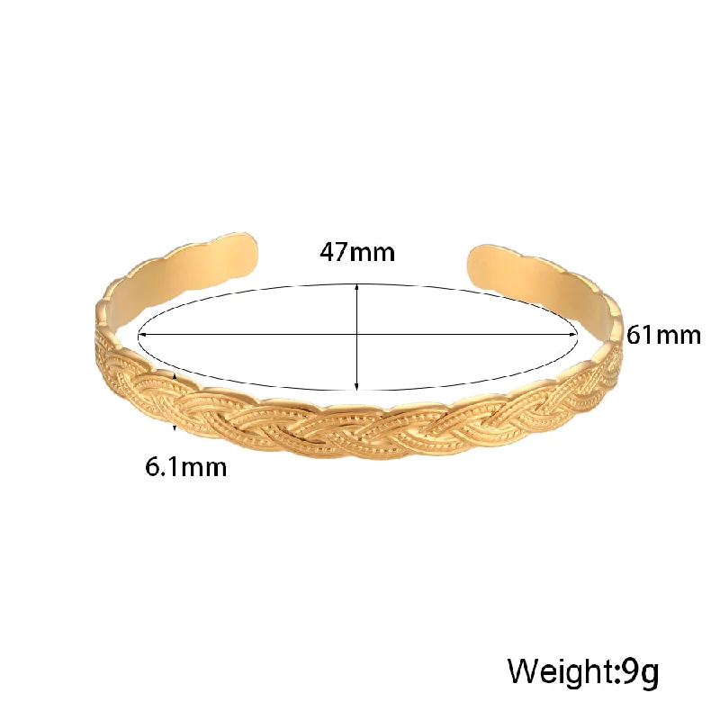 Adjustable Opening Texture Twist Weave Bracelet-Gold