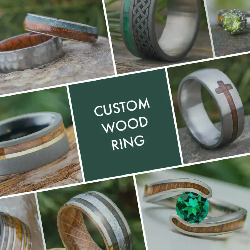 women's solitaire diamond rings-Custom Wood Ring