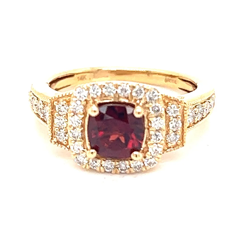 women's platinum and gold engagement rings-Garnet and Diamond Ring