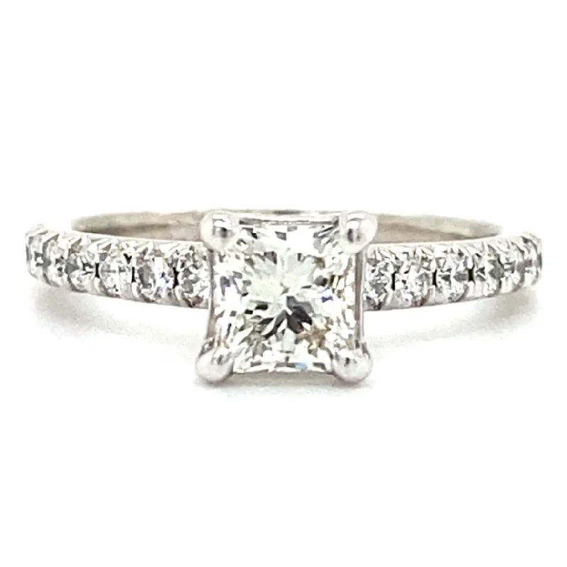 women's cushion cut engagement rings-Estate Princess Cut Engagement Ring