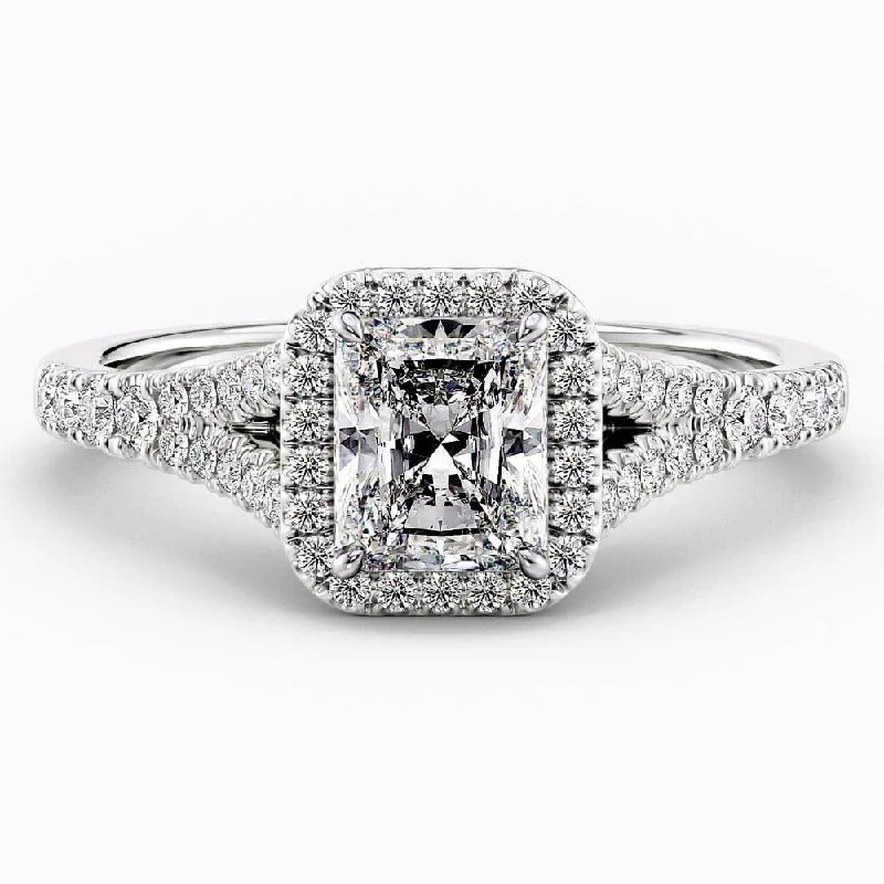 women's oval engagement rings-Daisy Halo Lab Grown Diamond Engagement Ring