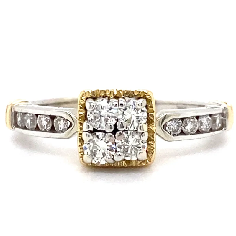 women's bridal engagement rings-Estate Two-Tone Diamond Ring