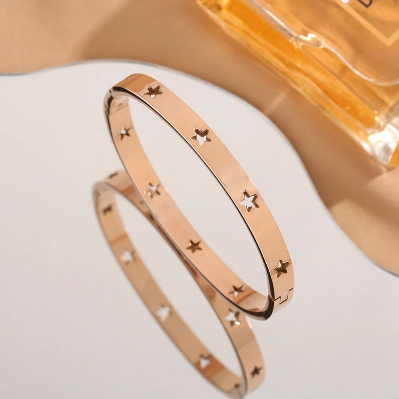 Z258 Hollow Pentagram Bracelet Rose Gold