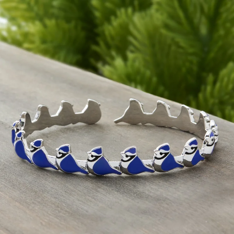 women's pearl bracelets-Little Blue Jay Cuff Bracelet