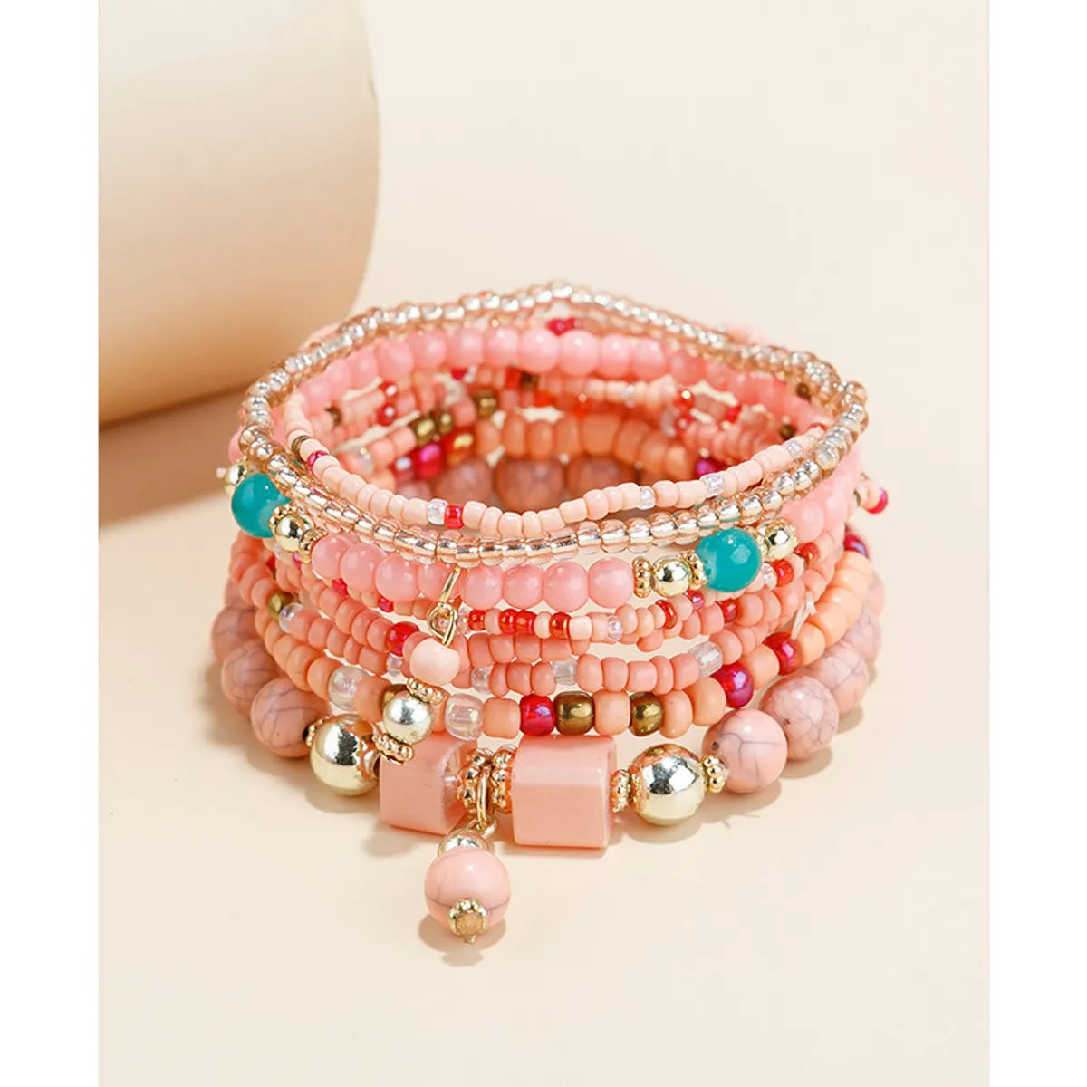 women's wedding bangles-Bohemian Geometric Mixed Materials Beaded Artificial Pearls Shell Bracelets