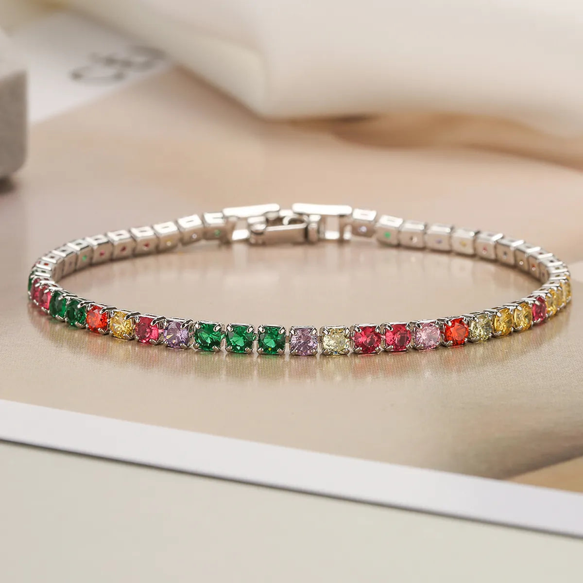 women's bracelet with charms-Ins Style Colorful Copper Plating Inlay Zircon 18k Gold Plated Bracelets