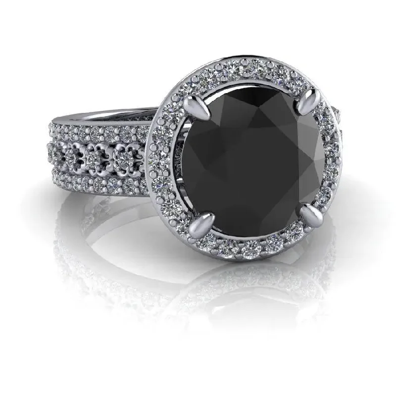 women's engagement rings with side stones-Black Diamond Ring, Diamond Engagement Ring 3.00 CTW