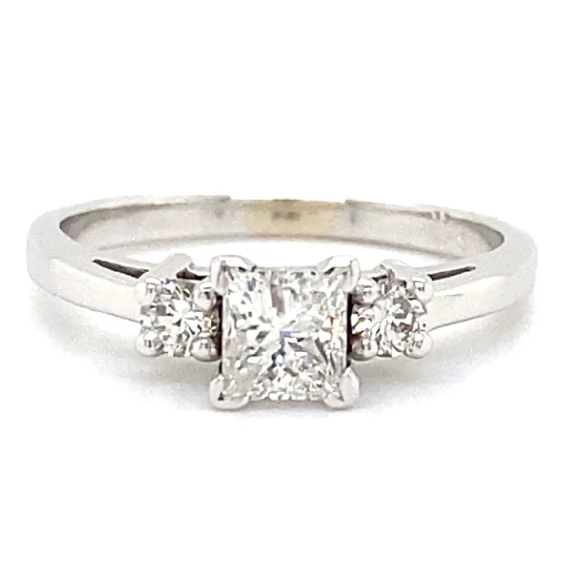 women's romantic engagement rings-Estate Princess Cut Engagement Ring