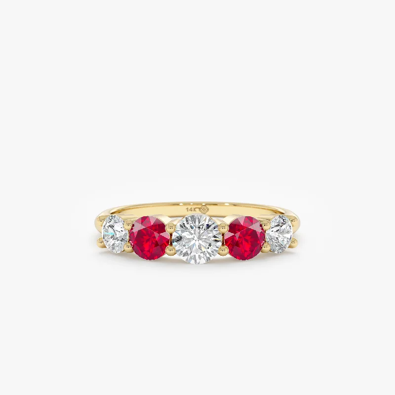 women's floral design engagement rings-Ruby and Diamond Ring, Rosetta