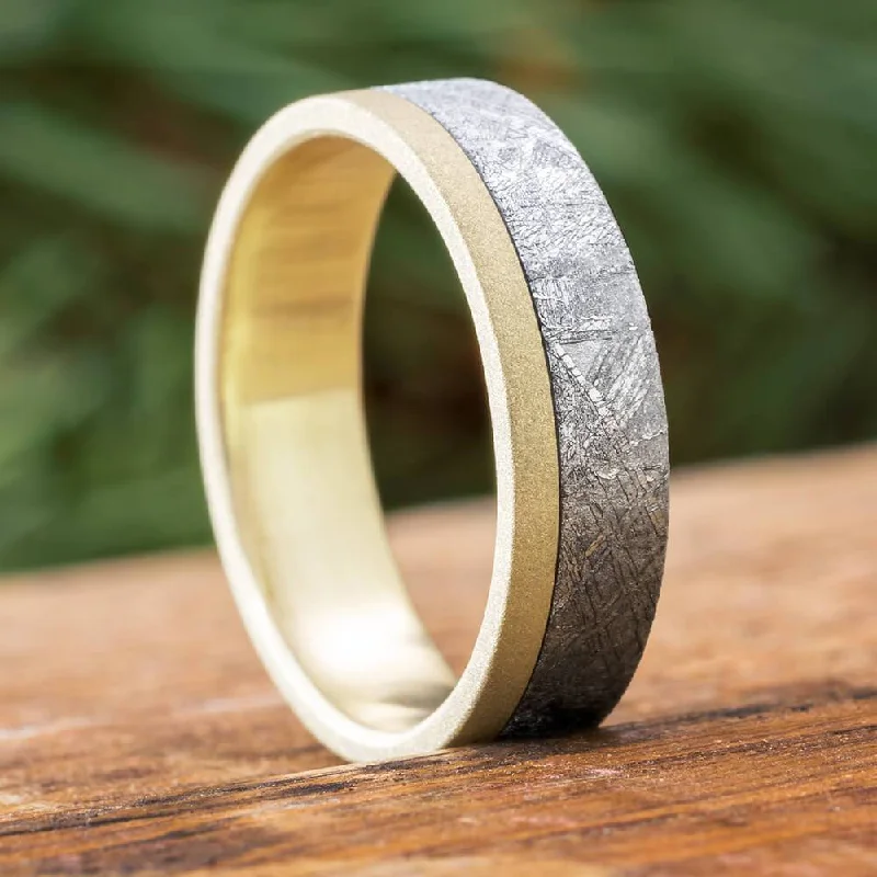 women's adjustable rings-Meteorite and Sandblasted White Gold Wedding Band