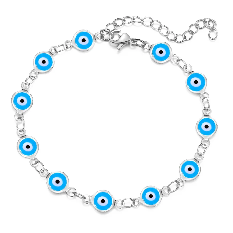 Light Blue Bracelet with Silver Background