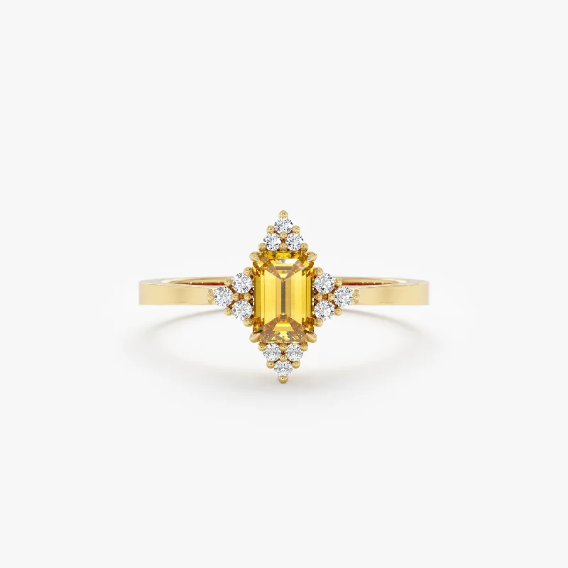 women's elegant platinum engagement rings-Diamond and Yellow Topaz Engagement Ring, Solara