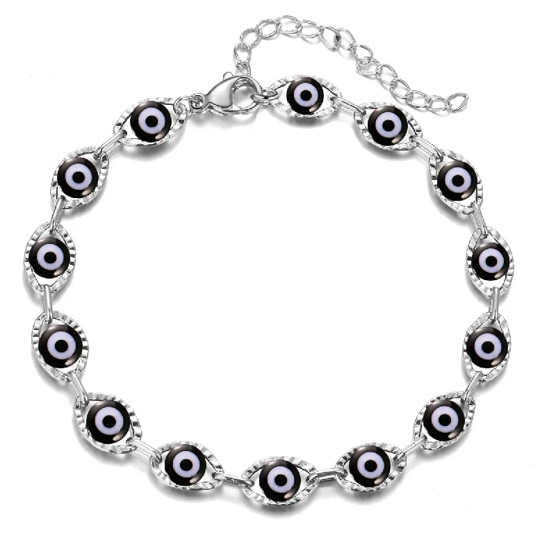 Silver Bottom Black Bracelet