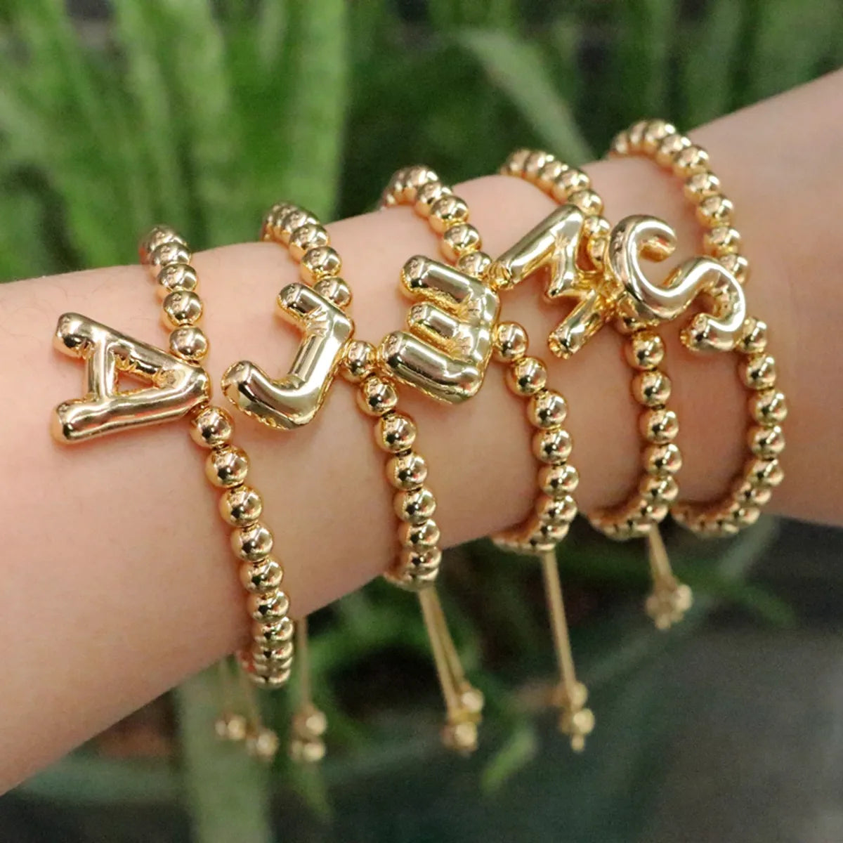 women's boho bracelets-Copper Gold Plated Vintage Style Simple Style Letter Bracelets