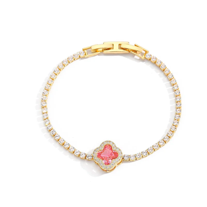 Pink Zirconium Clover-Np04 Gold