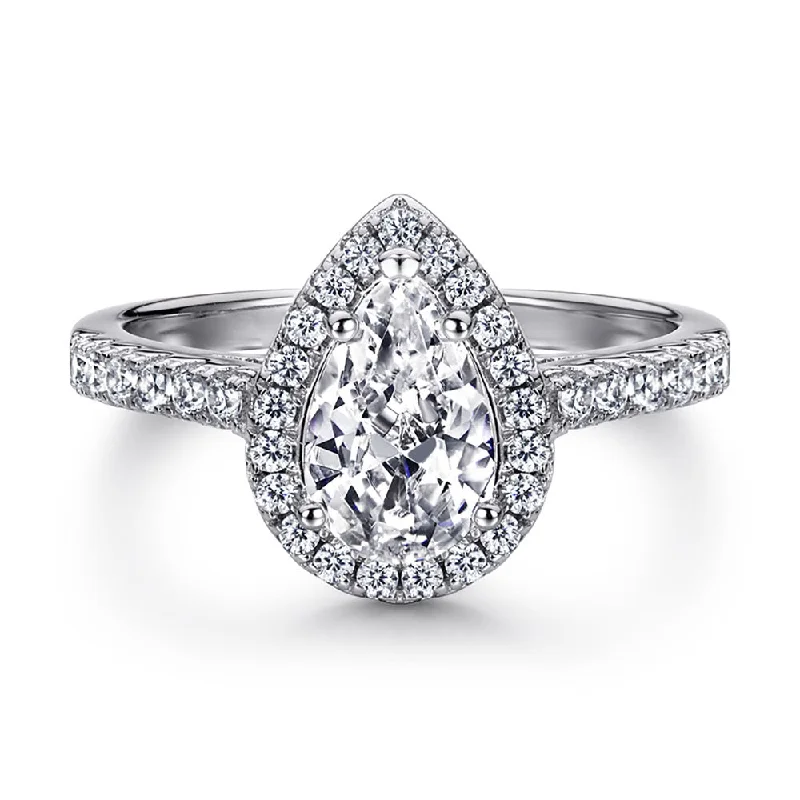 women's romantic engagement rings-Tear Drop Diamond Ring