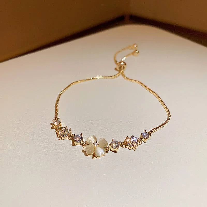 41# Bracelet-Golden Flowers (Real Gold Plating)