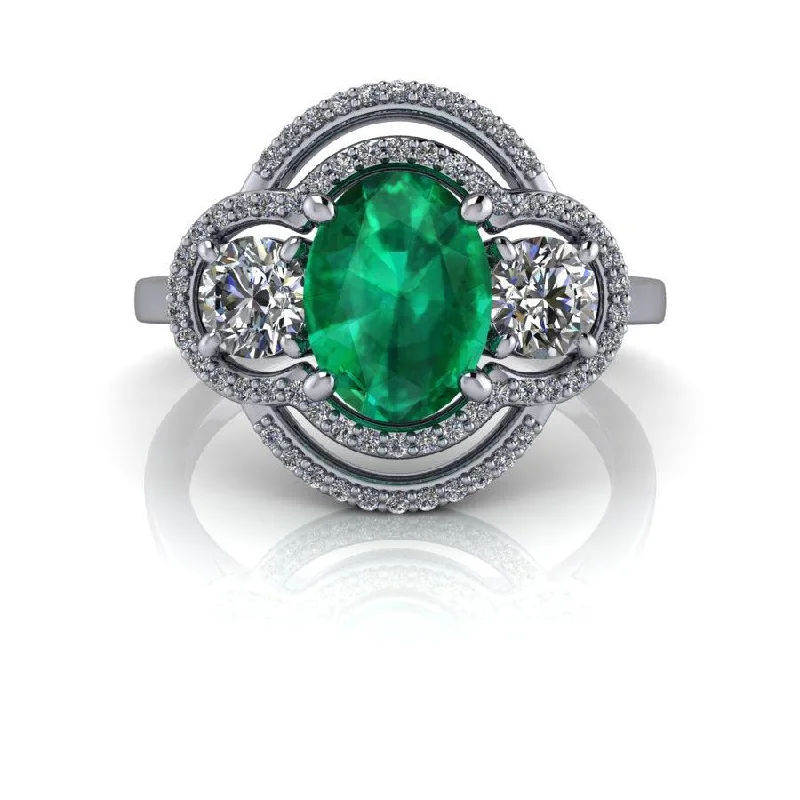 women's emerald engagement rings-Green Emerald & Diamond Engagement Ring, 1.87 ctw