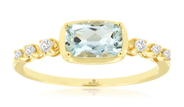 women's pear-shaped engagement rings-14K Yellow Gold 0.75ct Aquamarine & 0.14cttw Diamond Ring