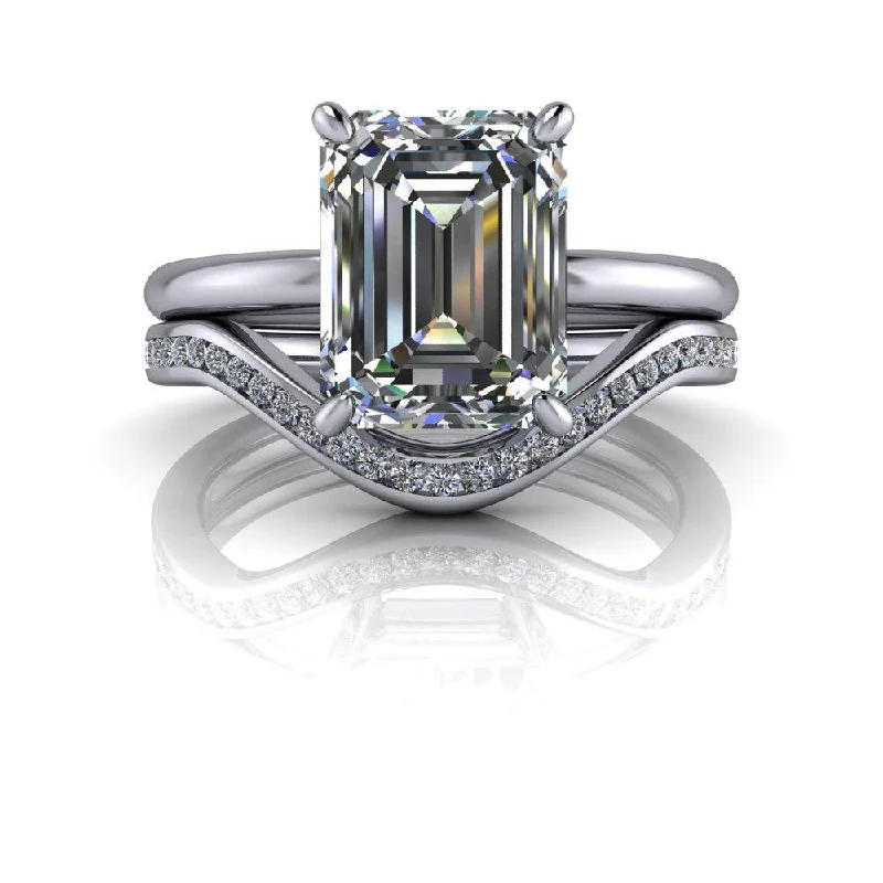 women's diamond and gemstone engagement rings-Hannah No. 3 Moissanite Wedding Band