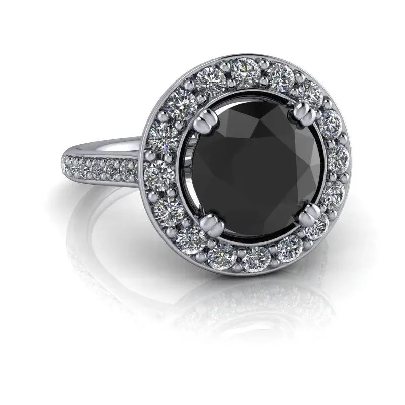 women's custom-designed engagement rings-Black Diamond Engagement Ring 2.04 CTW