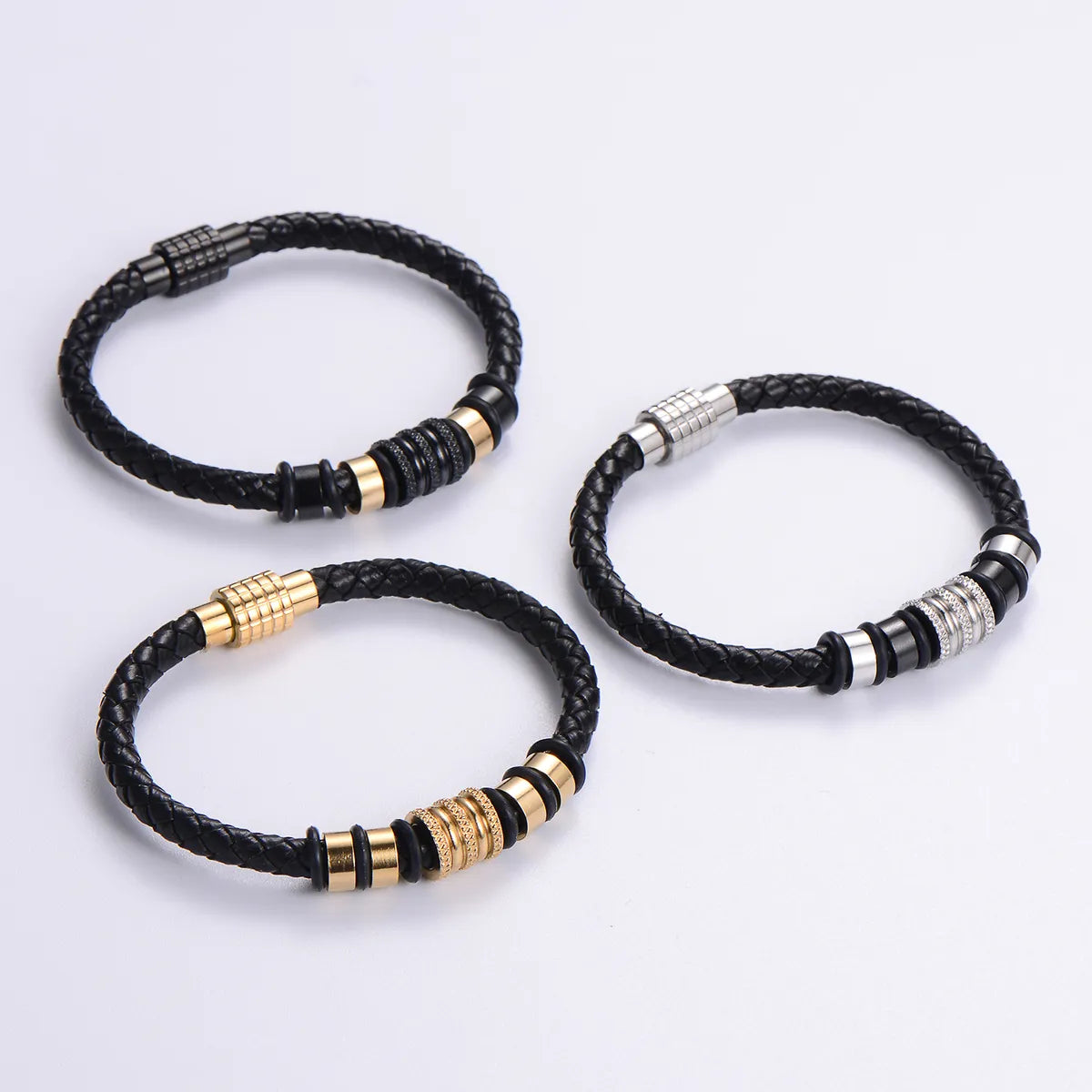 women's vintage bracelets-Simple Style Solid Color Stainless Steel Beaded Plating 24k Gold Plated Bracelets