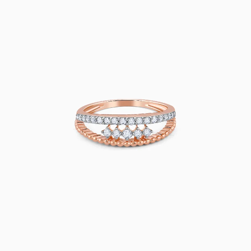 women's diamond and gemstone engagement rings-Rose Gold Starlit Halo Diamond Ring