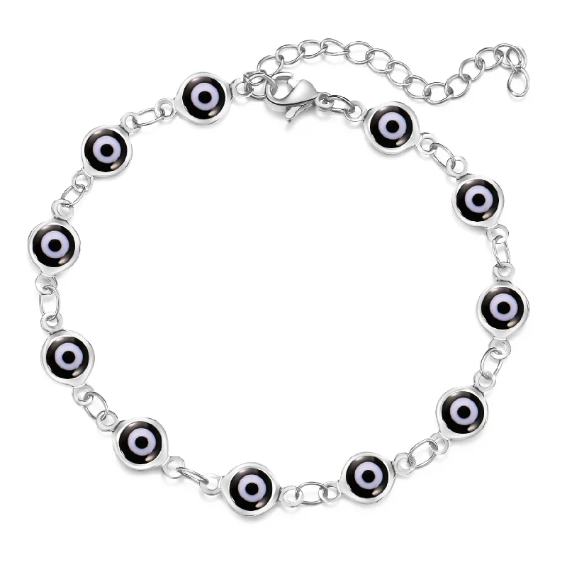 Silver Bottom Black Bracelet