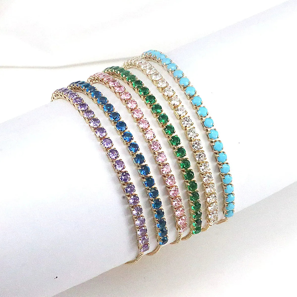 women's gemstone bracelets-Fashion Square Copper Gold Plated Zircon Bracelets In Bulk